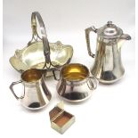 Early 20th century WMF 3 piece tea service all bearing makers mark to the base, similar art