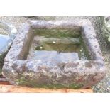 The Grange Goathland - Sandstone trough with herring bone markings, 54cm x 56cm, D20cm