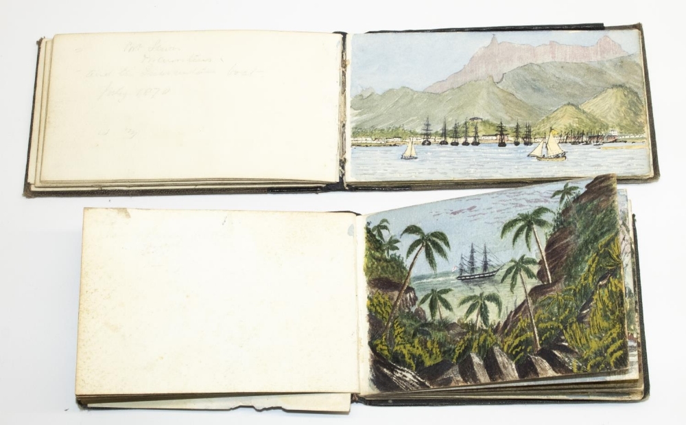 Two Victorian pocket sketch books with annotated and dated watercolour studies of foreign