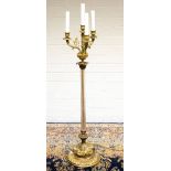 The Grange Goathland - Empire style ormolu mounted reeded glass column floor lamp with four