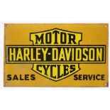 Harley Davidson Motorcycles Sales Service steel plate enamel sign, 28cm x 46cm