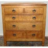 Brian Haw (former Mouseman carver) Yorkshire Oak - Adzed top chest of two short above three long