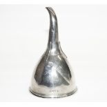 Geo.111 hallmarked silver wine funnel, plain tapering body with reeded rim, London 1807, L14cm