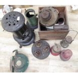 The Grange Goathland - Various Greenhouse heaters, tilley lamp, box of printed Allowrie