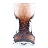 Whitefriars 'Waisted' 9682 textured glass vase in cinnamon colourway as designed by Geoffrey