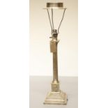The Grange Goathland - Victorian hallmarked silver Corinthium column candlestick, stop fluted on