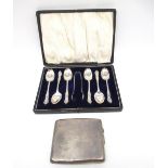 The Grange Goathland - Set of six Edw.V11 hallmarked silver teaspoons with tongs, cased by James