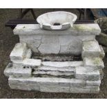 Fibreglass dry stone wall effect water feature with two spouts, W91cm H51cm D51cm