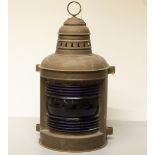 The Grange Goathland - Perkins Marine lamp and Hardware Corp Perko copper ships lamp, with blue