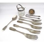 The Grange Goathland - Three Victorian hallmarked silver Fiddle pattern table forks, London 1853,