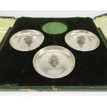 The Grange Goathland - Set of three Edw. V11 hallmarked silver circular dishes, the centres with