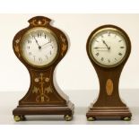 The Grange Goathland - C20th mahogany balloon cased mantel clock, inlaid with mother of pearl and