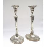 The Grange Goathland - Pair of Victorian hallmarked silver Adam style candlesticks, urn sconces on