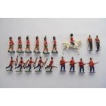 The Grange Goathland - Collection of vintage lead cast toy soldiers, 2 by W Britain, 16 by J