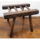 C19th Country made Irish pine barrel stand, on outsplayed tapering supports, W37cm D26cm H27cm