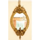 The Grange Goathland - C19th Adam Revival Girandole mirror, oval plate in fan and bellflower moulded