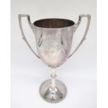 The Grange Goathland - Edw.V11 hallmarked silver two handled trophy cup engraved 'Cleveland Gun