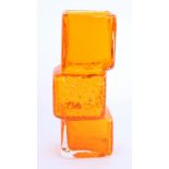 Whitefriars small 'Drunken Bricklayer' 9673 textured glass vase in tangerine colourway as designed