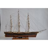 Hand made wooden 1/84 scale full hull model of the tea clipper Cutty Sark, overall length approx