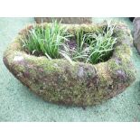 The Grange Goathland - Small sandstone moss covered planter/trough, 56cm x 38cm x 30cm