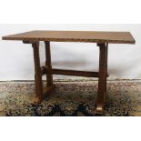 Brian Haw (former Mouseman carver) Yorkshire Oak - Arts and crafts style refectory table,