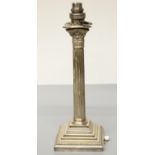 The Grange Goathland - Early C20th EPNS Corinthian column table lamp, beaded sconce on stock