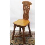 Brian Haw (former Mouseman carver) Yorkshire Oak - Carved spinning type chair, the back with central