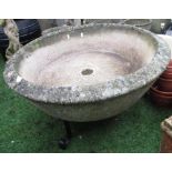Extremely large, reconstituted stone planter with drainage hole, D78cm