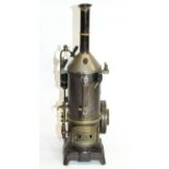Early C20th Bing stationary steam engine, on cast base, with GBN Bavaria plaque, H38cm
