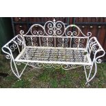 Folding metal garden bench with scroll and swag design, 132cm x 48cm x 69cm