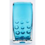 Whitefriars 'Mobile Phone' 9670 textured glass vase in Kingfisher blue colourway as designed by