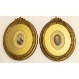 The Grange Goathland - Duke of Wellington & Lord Nelson, pair of Victorian oval miniature Baxter