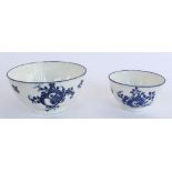 Late C18th Caughley blue and white porcelain slop bowl decorated in underglaze blue sliced apple