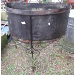 The Grange Goathland - Victorian half-moon outdoor planter with scroll design legs and wooden