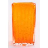 Whitefriars 'Bamboo' 9667 textured glass vase in tangerine colourway as designed by Geoffrey