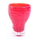 Whitefriars 'Chalice' 9835 textured glass vase in ruby colourway as designed by Geoffrey Baxter