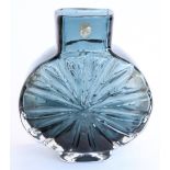 Whitefriars 'Sunburst' 9676 textured glass vase in an Indigo colourway as designed by Geoffrey