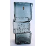 Whitefriars large 'Drunken Bricklayer' 9672 textured glass vase in Indigo colourway as designed by