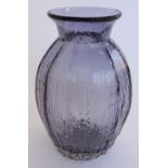 Whitefriars 'large Tulip' 9826 textured glass vase in lilac colourway as designed by Geoffrey Baxter