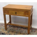 Brian Haw (former Mouseman carver) Yorkshire Oak - Single drawer side table with panelled detail
