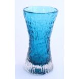 Whitefriars 'Hourglass' 9836 textured glass vase in Kingfisher blue colourway as designed by