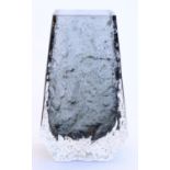 Whitefriars 'Coffin' 9686 textured glass vase in pewter colourway as designed by Geoffrey Baxter