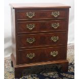 Small Ian Smith Queen Anne style walnut chest, burr top and four graduated cockbeaded drawers on