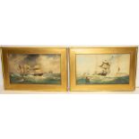 The Grange Goathland - English School (C19th): Three masted sailing vessel and a steam ship in a