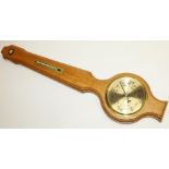 Brian Haw (former Mouseman carver) Yorkshire Oak - Aneroid barometer, with circular brass dial,