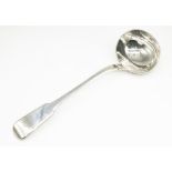 Will.IV hallmarked silver Fiddle pattern ladle with engraved initials 'RK', by John Harris V,