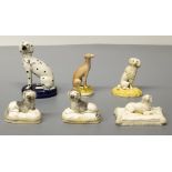 The Grange Goathland - C19th Staffordshire model of a seated Dalmation, pair of models of Poodles, a