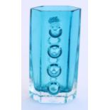 Whitefriars 'Traffic Light' 9760 textured glass vase in Kingfisher blue colourway as designed by