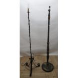 1920s Chinoiserie standard lamp (a/f) & a late c20th wrought iron standard lamp(2)