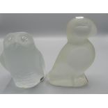 RSPB limited edition Svenskt Glas Swedish clear glass paperweights - Lisa Larson Royal Krona puffin,